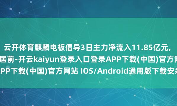云开体育麒麟电板倡导3日主力净流入11.85亿元, 宁德期间、瑞泰新材居前-开云kaiyun登录入口登录APP下载(中国)官方网站 IOS/Android通用版下载安装